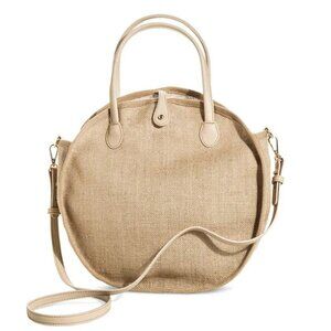 Who What Wear 100%‎ Jute Woven Tan Round Crossbody Purse Bag Resortwear Beach